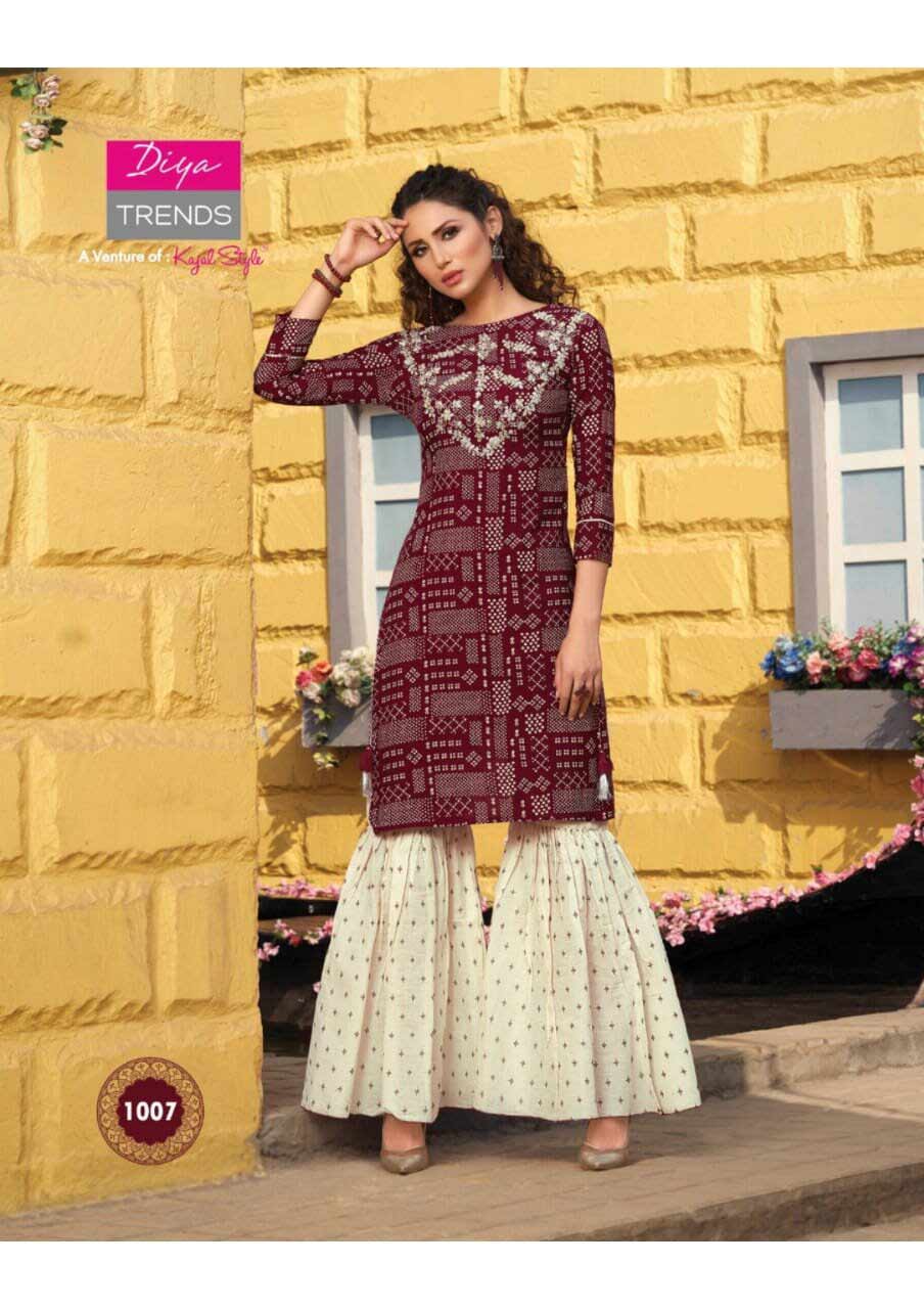 Diya Florence Vol-1 Rayon Cotton Kurti Supplier Diya Florence Vol-1 Rayon Cotton Kurti Supplier